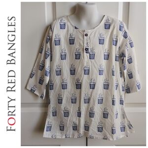 Forty Red Bangles Hot Beverage Cotton Tunic (Indian Brand)